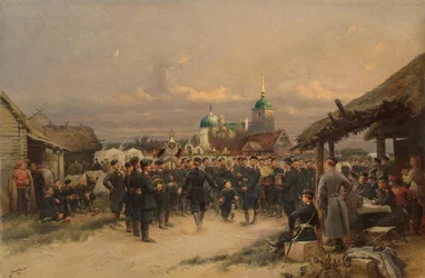 Zangers van het Life-Guards 4e Het Keizerlijke Familie Geweer Bataljon in Tsarskoye Selo, 1889