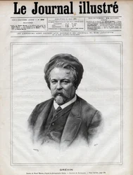 Alfred Grevin (1827-1892) beeldhouwer, cartoonist, cartoonist en ontwerper van Franse theaterkostuums - Gravure door Navellier naar een foto van Nadar in 