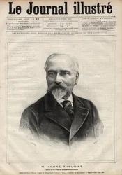 Portret van Andre Theuriet (1833-1907), Franse romanschrijver, dichter en academicus - Gravure door Navellier in 