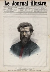 Portret van Paul Crampel (1864-1891), Franse ontdekkingsreiziger van Centraal-Afrika - Gravure door Navellier in 