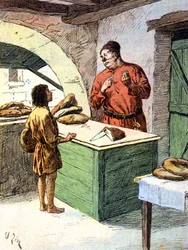 Een bakker in de Middeleeuwen, c.1900