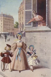 Ik zag haar met twee kinderen de Tuilerieën binnengaan