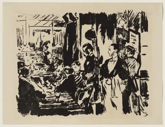 In het café