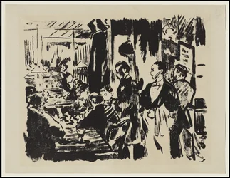 In het café