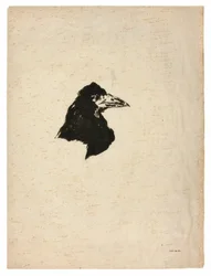 Hoofd van een raaf in profiel, uit De Raaf (Le Corbeau)