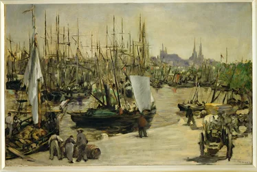 De haven van Bordeaux, Frankrijk (olieverf op doek)