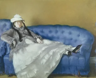 Madame Manet op een blauwe sofa, 1874