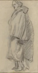 Man die een Mantel Draagt [verso], 1852-1858