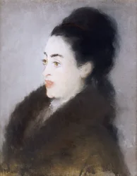 Vrouw in een Bontjas in Profiel, 1879