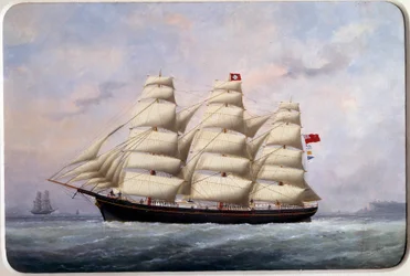 Het zeilschip William Lawrence. Aquarel door Edouard Adam (1847-1929) 1881. Parijs, Musee de la Marine