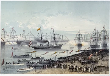 Aankomst van Zijne Majesteit de Keizer van Oostenrijk in Port Said in 
