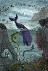 Gravure van het boek door Jules Verne "Twintigduizend mijlen onder zee"