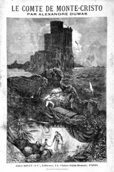 Het kasteel van If, de ontdekking van de schat en de terugkeer naar Parijs - Gravure door Riou, in 
