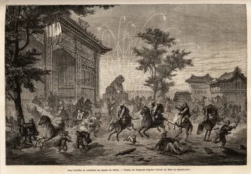 Vuurwerk in Peking en verwarring van de bemanning van de Franse legatie bij vertrek naar Mongolië