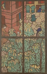 Kastanjebomen, een cartoon voor een Tiffany-glas-in-loodraam.