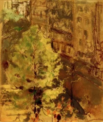 Het Berlioz-plein, ochtendzon