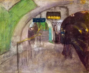 Metrostation Uitzicht op de perrons in de ondergrondse, 20e eeuw