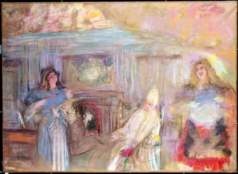Voorstelling van het toneelstuk "Le malade imaginaire" van Jean Baptiste Poquelin dit Moliere (1622-1673). Schilderij van Edouard Vuillard (1868-1940) Privécollectie