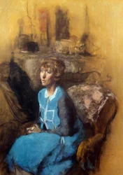 De blauwe jurk, 20e eeuw (aquarel)