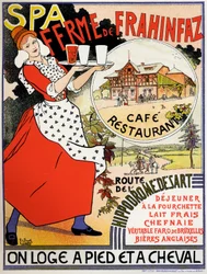 Cafe Frahinfaz boerderij advertentie, ca. 1890