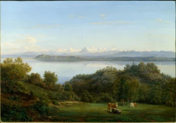 Uitzicht vanuit Neuchâtel op de Alpen