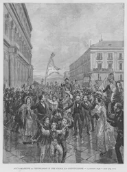 Acclamatie voor Ferdinand II die de Grondwet Zweert, 24 februari 1848