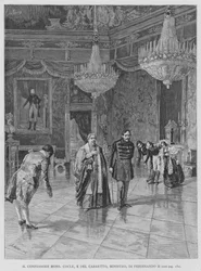 De Biechtvader Mons Cocle, en Del Carretto, Minister van Ferdinand II (gravure)