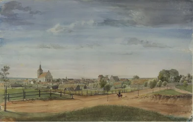 Allenstein [Oost-Pruisen] met een kruispunt op de voorgrond