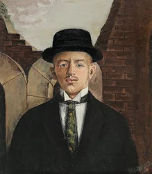 Portret van de dichter Vasili Kamensky 1884-1961 in een hoge hoed, 1917