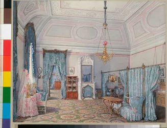 Interieurs van het Winterpaleis: Het Vijfde Gereserveerde Appartement - De Slaapkamer van grootvorstin Maria Alexandrovna