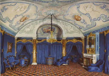 Interieurs van het Winterpaleis. Het vierde gereserveerde appartement. Een slaapkamer, 1868