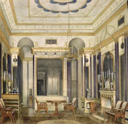 De Salon van Keizerin Maria Alexandrovna in het Grote Paleis in Tsarskoye Selo