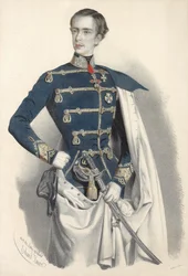 Portret van Keizer Franz Joseph I van Oostenrijk, in Hongaars uniform, c. 1850