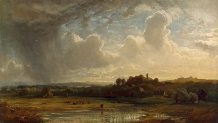 Beierse rivierlandschap bij onweer
