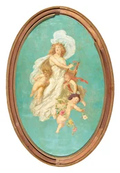 Middendeel van een geschilderd plafond (allegorie van het lied)