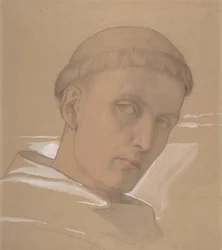 Studie van het hoofd van St. Augustinus, voor het schilderij van de Madonna en Kind..., 1846