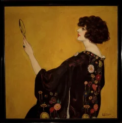Vrouw in profiel met kimono