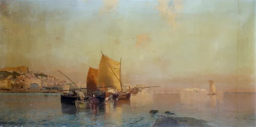 Haven van Napels met boten