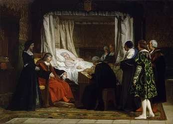 Koningin Isabella I van Castilië dicteert haar testament