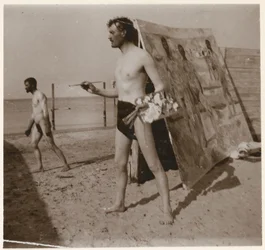 Edvard Munch op het strand in Warnemünde