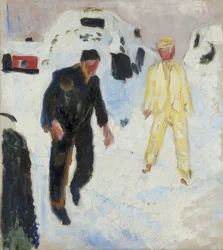 Zwarte en gele man in de sneeuw. 1910-12
