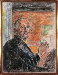 Zelfportret met pastelkrijt