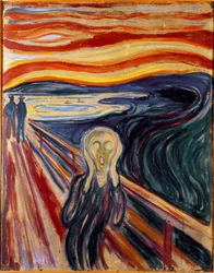 De schreeuw, 1893. Zon 83,5 x 66 cm, Oslo, Kommunes Kunstsamlinger, Munch-Museet (Musée Munch)