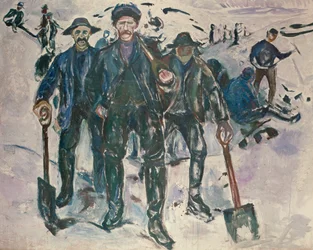 Wokers in sneeuw