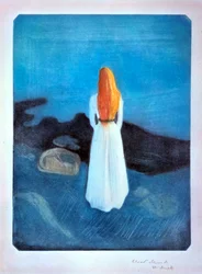 Jonge vrouw aan de zeekust, 1896