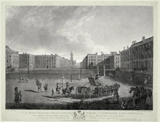 Uitzicht op Hanover Square, gegraveerd door Robert Pollard (1755-1838) en Francis Jukes (1747-1812) 1787