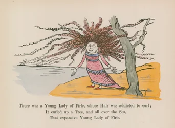 Er was een jonge dame uit Firle, wiens haar verslaafd was aan krullen