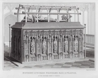 Monument van Richard Beauchamp, Graaf van Warwick, in de Beauchamp Kapel in Warwick (gravure)