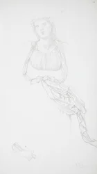 Studie naar een vrouwelijk torso en drapering