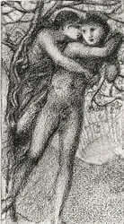 Phyllis en Demophoon, ca. 1868 (roze krijt) (zw/w foto)